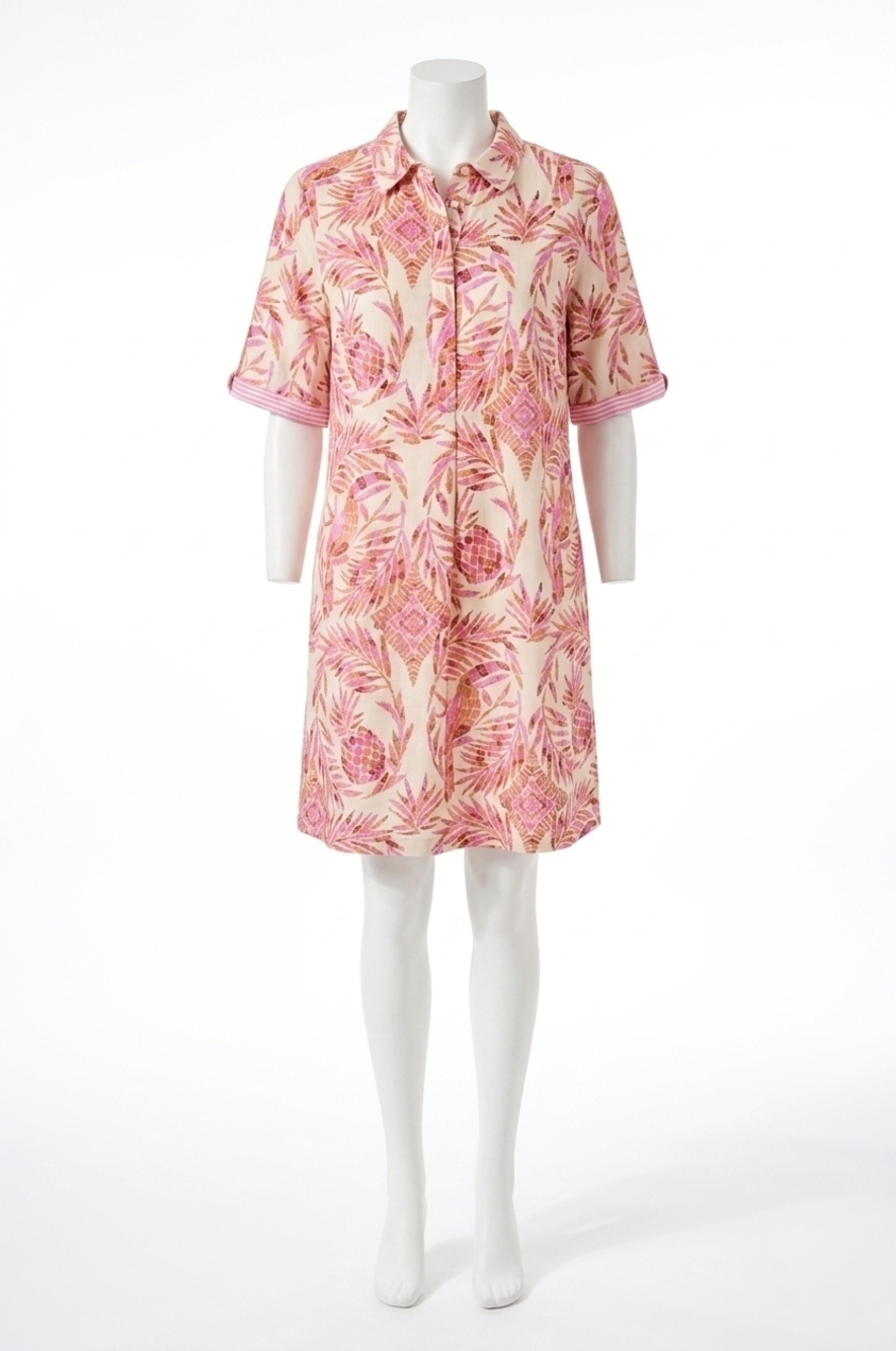 NEW TRIBAL 1/2 sleeve button front dress in wisteria